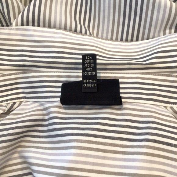 FOXCROFT Grey Diagonal Striped No-Iron Button Up Blouse 8P - Picture 5 of 6